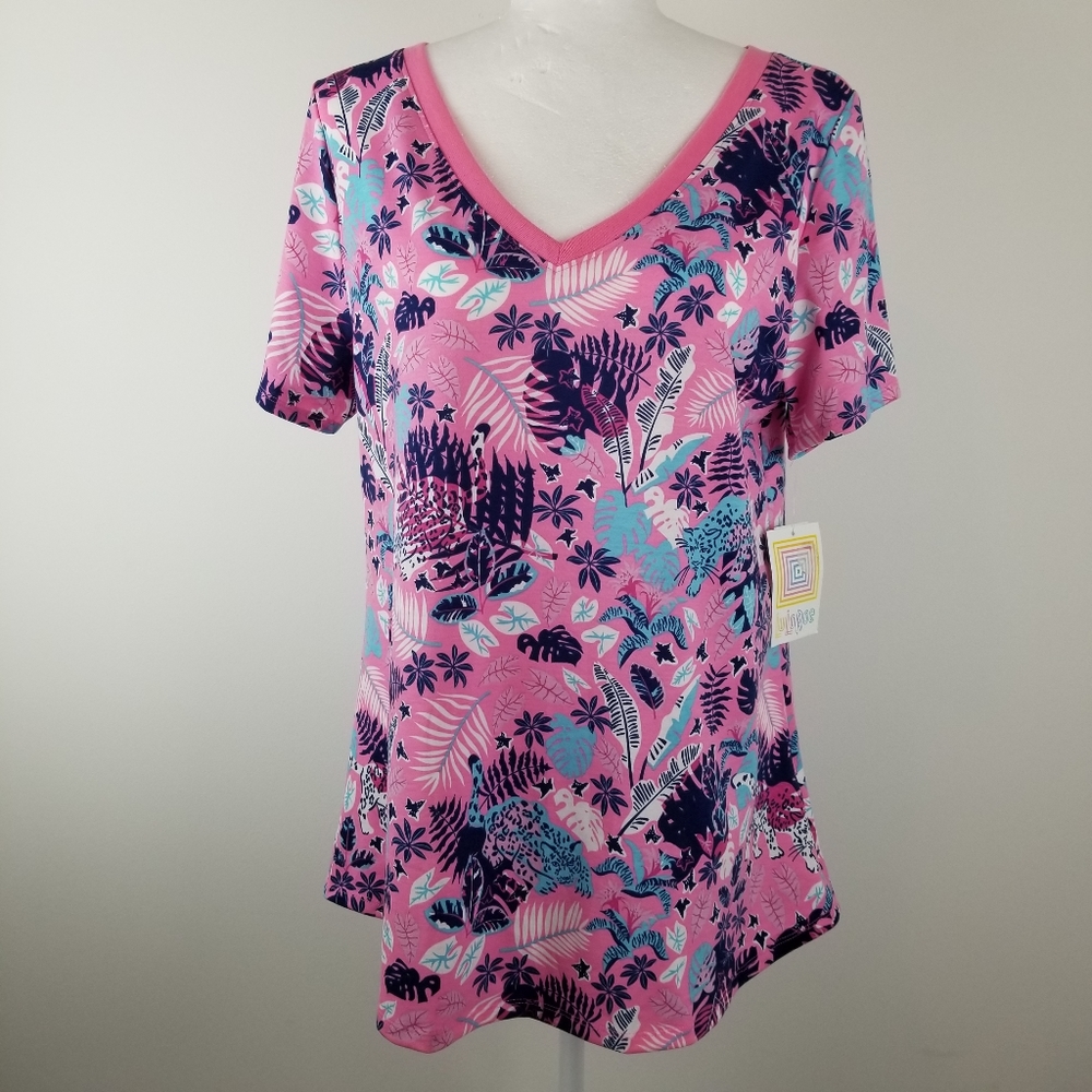 LulaRoe NWT Pink with Blues and White‎ Palms